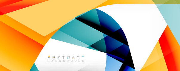 Geometric abstract background - multicolored abstract shapes on white. Vector Illustration For Wallpaper, Banner, Background, Landing Page