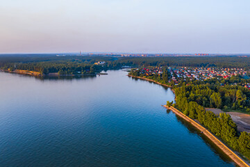 Fototapeta premium Novosibirsk Ob reservoir and private houses. Berdsk, Western Siberia