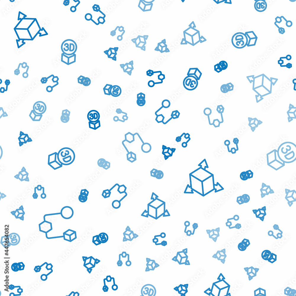 Poster set line isometric cube, and on seamless pattern. vector