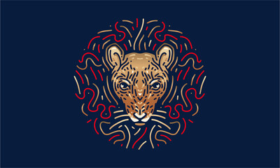 Fototapeta premium Rat chinese zodiac illustration, vector, hand drawn, isolated on dark background.