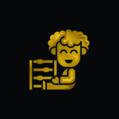 Abacus gold plated metalic icon or logo vector