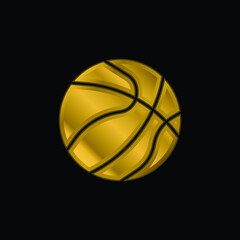 Basketball gold plated metalic icon or logo vector