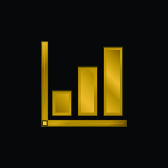 Bar Chart gold plated metalic icon or logo vector