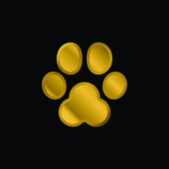Animal Track gold plated metalic icon or logo vector