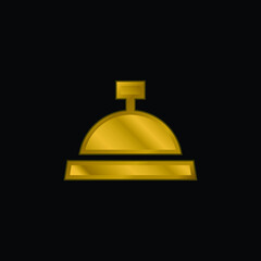 Bell gold plated metalic icon or logo vector