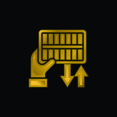 Air Filter gold plated metalic icon or logo vector