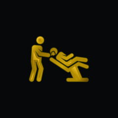 Barber gold plated metalic icon or logo vector