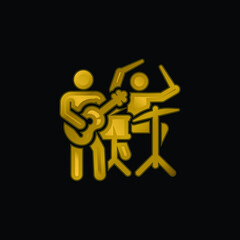 Band gold plated metalic icon or logo vector