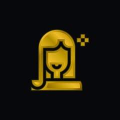 Beauty gold plated metalic icon or logo vector