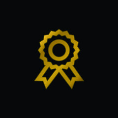 Badge gold plated metalic icon or logo vector