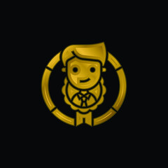 Appraisal gold plated metalic icon or logo vector