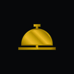 Bell gold plated metalic icon or logo vector