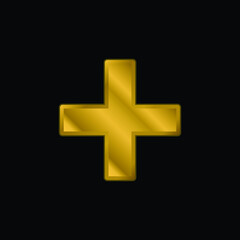 Add Filled Cross Sign gold plated metalic icon or logo vector
