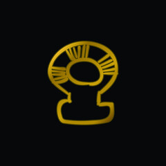 Baby Rattle Hand Drawn Tool gold plated metalic icon or logo vector