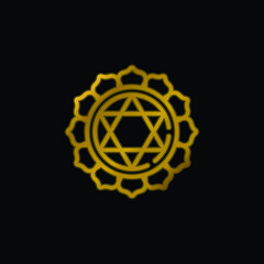 Fototapeta premium Anahata gold plated metalic icon or logo vector