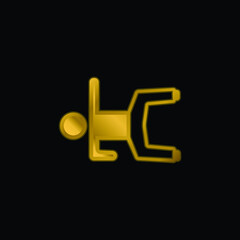 Boy Laying On Floor With Arm Up gold plated metalic icon or logo vector