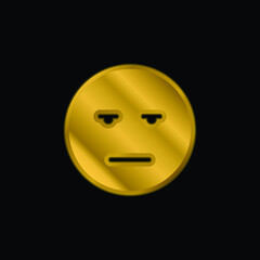 Bored gold plated metalic icon or logo vector