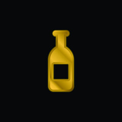 Bottle Of Water gold plated metalic icon or logo vector