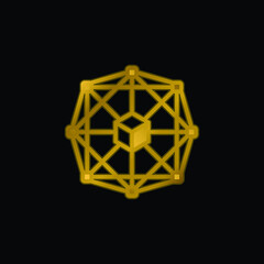 Blockchain gold plated metalic icon or logo vector
