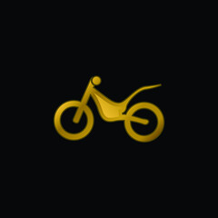Bike Side View gold plated metalic icon or logo vector