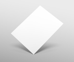 Empty paper sheet. A4 format paper with shadows on grey background.
Magazine, booklet, postcard, flyer, business card or brochure mockup. For grey background.