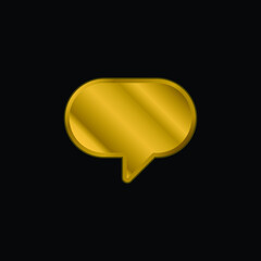 Blank Speech Bubble gold plated metalic icon or logo vector