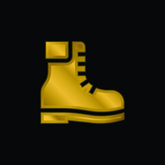 Boots gold plated metalic icon or logo vector