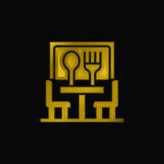 Bistro gold plated metalic icon or logo vector