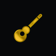Acoustic Guitar gold plated metalic icon or logo vector