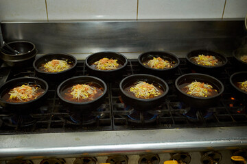 Haejangguk being cooked in a pot