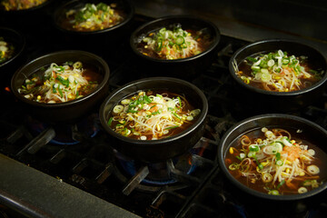 Haejangguk being cooked in a pot