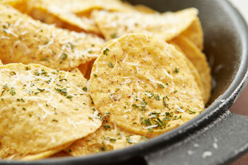 Nachos close-up on a plate 