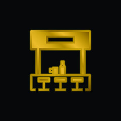 Bar gold plated metalic icon or logo vector