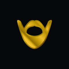 Beard gold plated metalic icon or logo vector