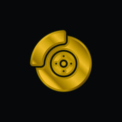 Alloy Wheel gold plated metalic icon or logo vector