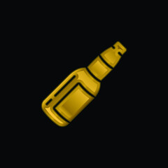 Beer Bottle gold plated metalic icon or logo vector