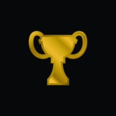 Award Black Shape Of Trophy Cup gold plated metalic icon or logo vector