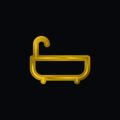 Bathtup gold plated metalic icon or logo vector