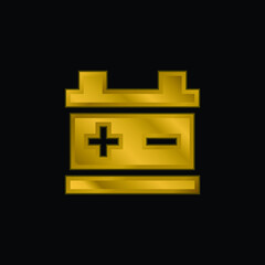 Battery gold plated metalic icon or logo vector