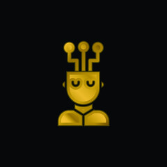 AI gold plated metalic icon or logo vector