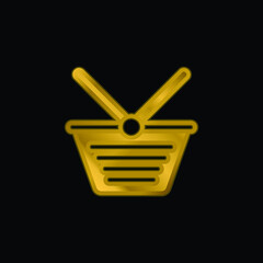 Basket gold plated metalic icon or logo vector