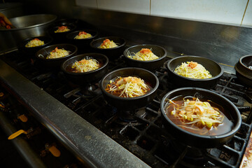 Boiling soup in a pot