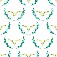 Obraz premium Raster pattern of branches, leaves. Set for Wallpaper, Scrapbooking, Fabric, Postcards, Posters. Ornament Autumn, Summer, herbal, floral.