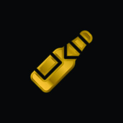 Beer gold plated metalic icon or logo vector