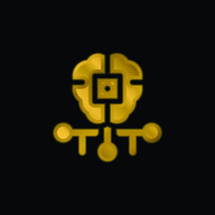 Artificial Intelligence gold plated metalic icon or logo vector