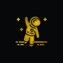 Fototapeta premium Astronaut gold plated metalic icon or logo vector