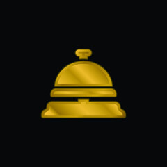 Bell gold plated metalic icon or logo vector