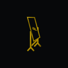 Bedroom Mirror gold plated metalic icon or logo vector