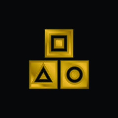 Block gold plated metalic icon or logo vector