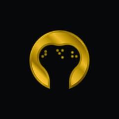Bone gold plated metalic icon or logo vector